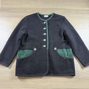 Vintgae Stapf Sweater Women 46 Cardigan Gray Austria Boiled Wool